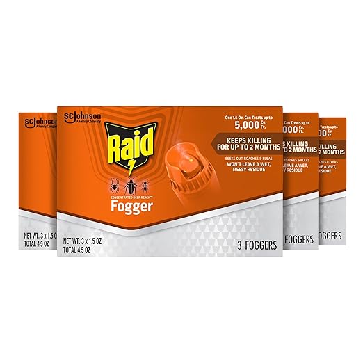 Raid Concentrated Deep Reach Fogger Kills Ants Roaches and Spiders 1.5 Ounce Cans 3 Count (Pack of 4)
