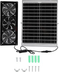 EVGATSAUTO Solar Powered 3 Fan Kit High Speed Ventilation for Greenhouse Shed Dehumidifier Small Chicken Coops Pet Houses