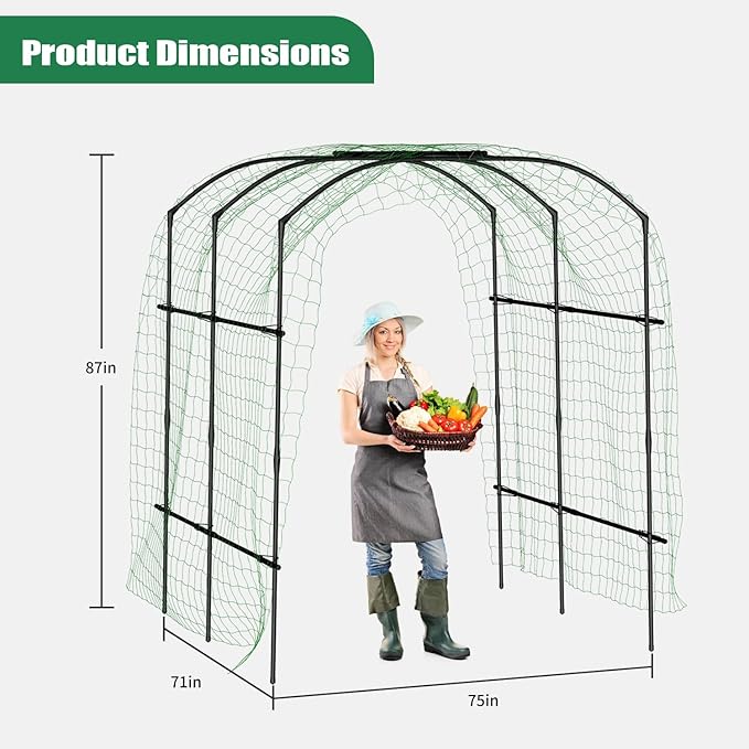 SUNYRISY Garden Arch Trellis Metal Core Trellis for Climbing Plants Outdoor 87 x 71 x 75 Tall Archway Tunnel Plant Support for Vine Cucumber Tomato Grape Vegetables Climbing Plants