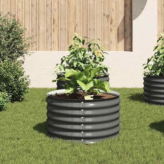 Garden Raised Planter Box - Galvanized Steel Outdoor Planters for Vegetables Herbs Flowers - Durable Metal Plant Box Grey 31.5x31.5x17.3 in