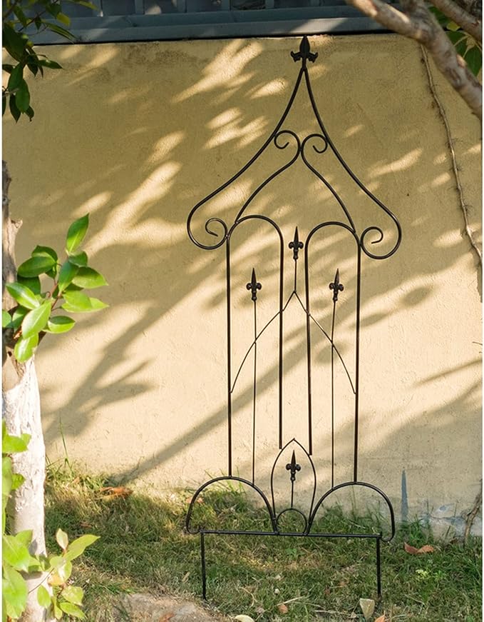 Iron Garden Trellis Climbing Frame 140cm×50cm Outdoor Fence Plant Support Stake for Outdoor Garden Terrace Balcony Flower Bed