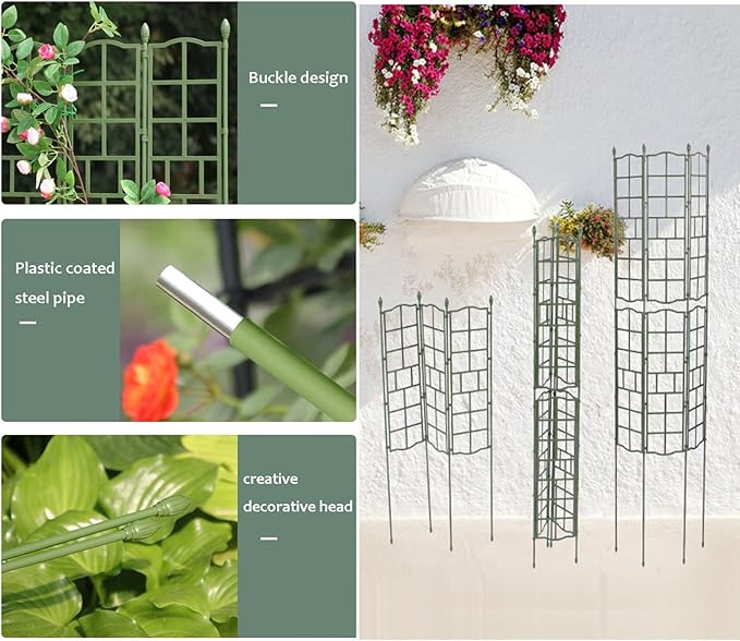 Garden Trellis For Indoor And Outdoor H: 90 120 150cm Foldable Potted Plant Support Stand With PP Mesh Plant Lattice Fence For Climbing Plants Roses Vegetables Flowers Clematis(Size:50x150cm(19.