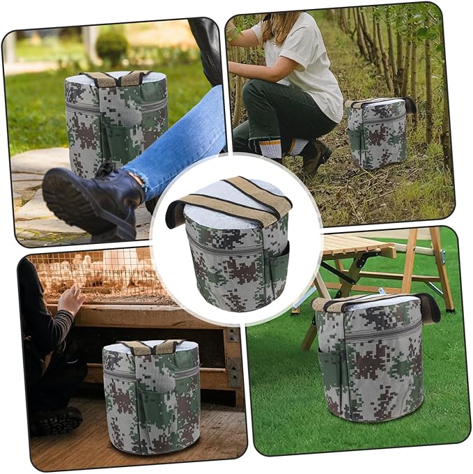 VANZACK Portable Farming Foam Stool with Pouch 25cm Height Small Wearable Garden Workseat for Outdoor Fieldwork Lightweight Multi-use Stepping Stool for Adults Random Style