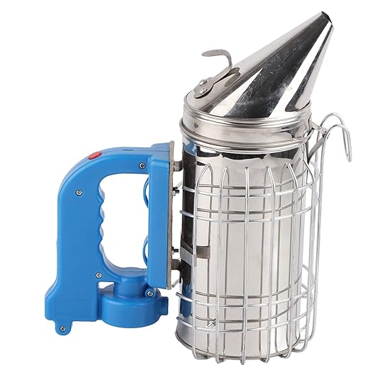 Electric Bee Smoker Stainless Steel Beekeeping Tool with Heat Cover Micro-USB Rechargeable 4 AA Battery Powered