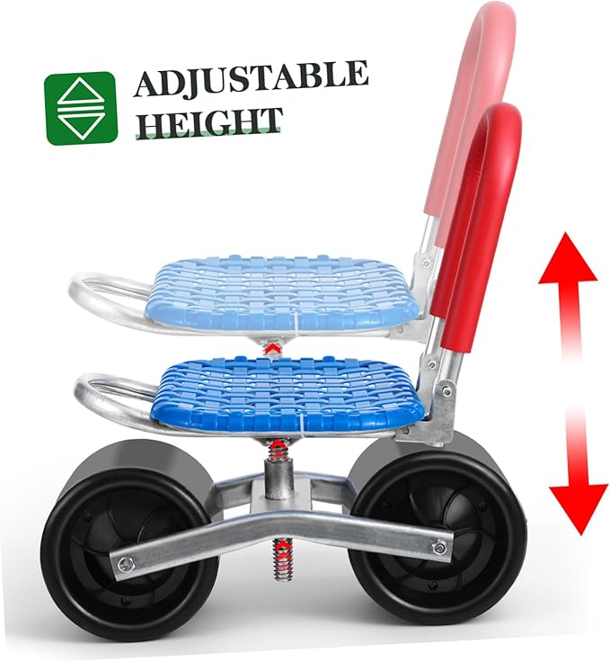 Height Adjustable Swivel Garden Stool with Wheels Portable Folding Gardening Chair for Compact Design for Outdoor Use Gardening Tool for Comfort and Convenience