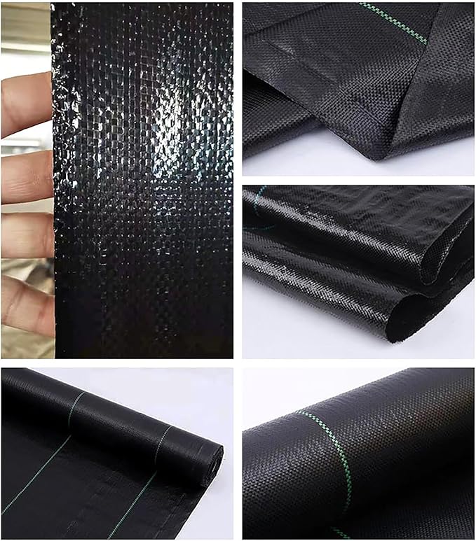 Heavy Duty Weed Control Membrane High Density Weed Barrier Fabric Resistant Ground Cover Membrane Weed Matting for Artificial Grass Patios Paths Flower Beds(1 * 200m)