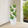 7-Tier Hydroponic Growing Tower 35 Plant Sites Vertical Garden System with Brushless Water Pump 2.64gal Water Tank Indoor Soilless Planting Kit for Herbs Fruits Vegetables (White)