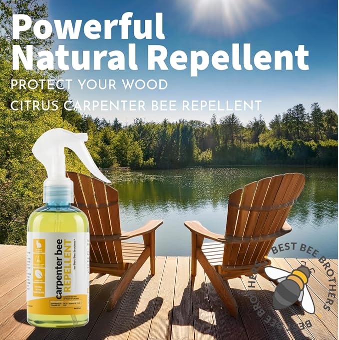 Best Bee Brothers Citrus Carpenter Bee Spray Effective Long-Lasting Citrus Spray Made with Essential Oils 8 Oz. (4 Pack)