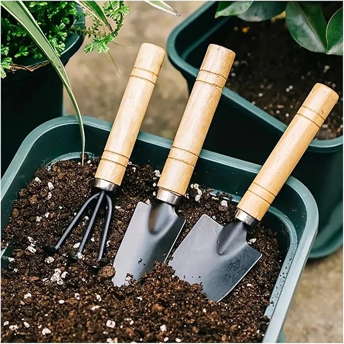 3pcs/Set Garden Tool Set Rake Tip Shovel Large Gardening Mini Succulent Plant Loose Soil Flower Aluminum Alloy Gardenin