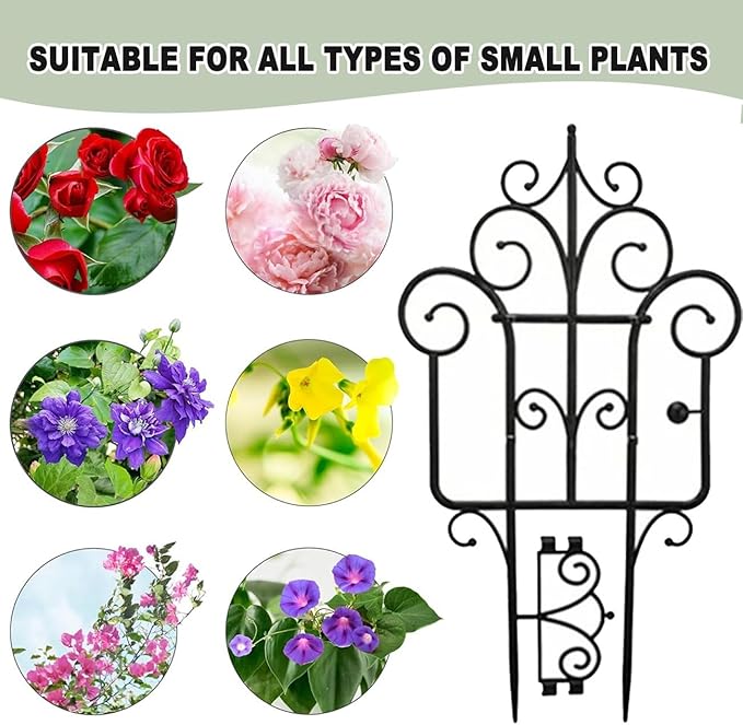 LTSRLL Lightweight Garden Trellis - European Potted Plant Support - Vines Flower Vegetable Climbing Stands Frame - 4pcs/ Pack(Black)