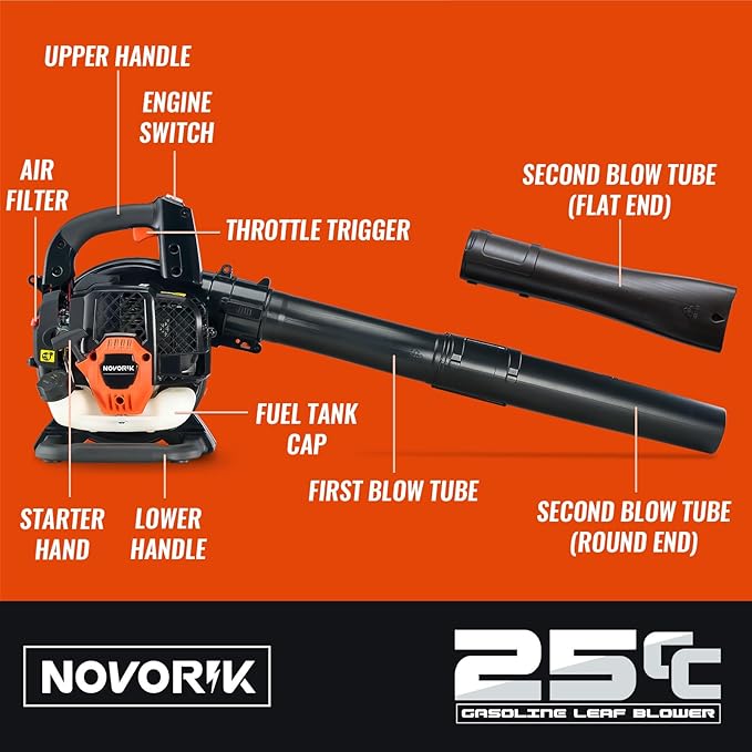 25CC Gas Leaf Blower 420-CFM 150-MPH 2 Cycle Handheld Leaf Blower for Lawn Care Leaf Cleaning and Snow Removal (Orange)
