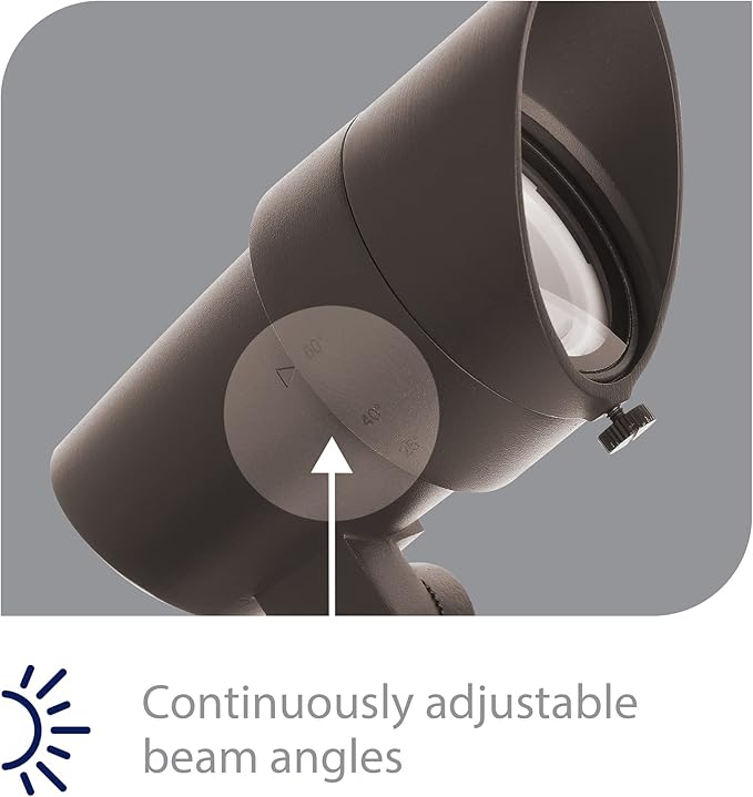 WAC Landscape Lighting LED 12V Medium Size Accent Light with Adjustable Beam Angle and Integral Brightness Control 50-1300 Lumens 3000K Warm White Built-in LED in Bronze