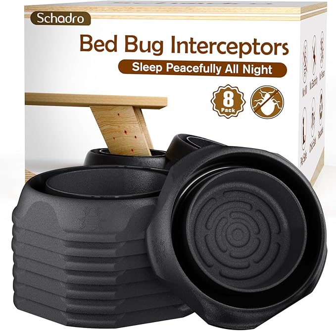 Bed Bug Interceptors 12 Pack Bed Bug Traps Insect Detector for Bed Sofa &amp All Furniture. 24/7 Monitor 360° Protection for Your Family's Peaceful Sleep Black