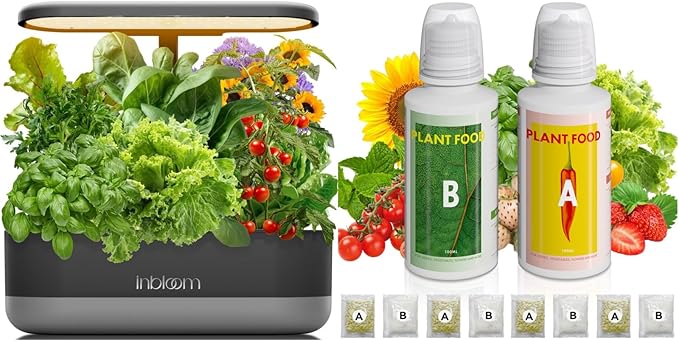 inbloom 12 Pods Hydroponics Growing System Black and Hydroponics Plant Food 1000 ml