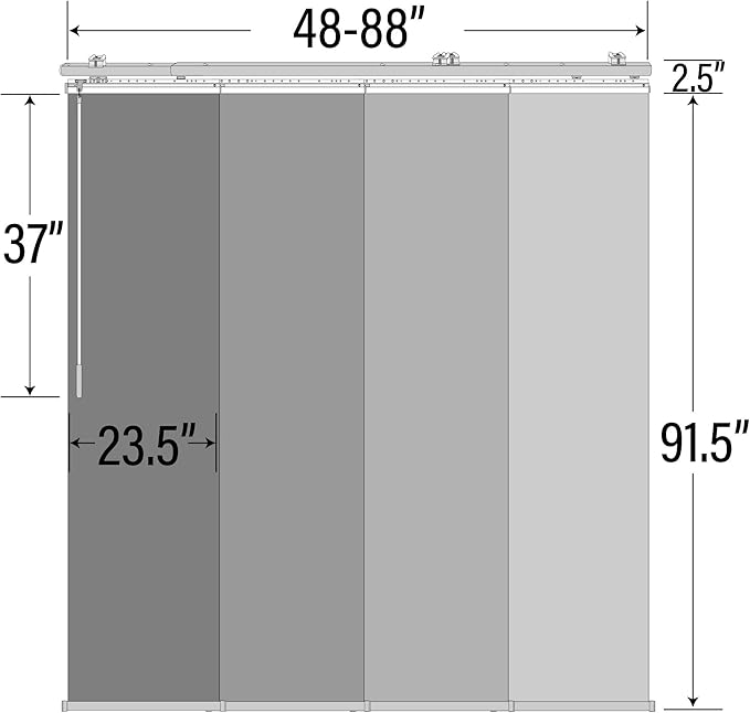 A&ampF Rod Décor - ICY White 4-Panel Single Rail Panel Track Extendable 48-88 W x 94 H Panel Width 23.5