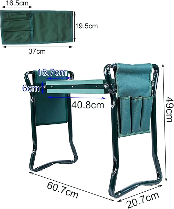 Gardening Kneelers Folding 2 in 1 Gardening Kneeler Seat Garden Bench Lightweight Stools with 2 Tool Pouches Lightweight Garden Kneeler with Thicken and Widen Soft Kneeling Pad