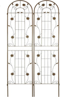 Metal 2 Pack Trellis for Climbing Plants Outdoor 7 FT Tall Galvanized Steel Garden Trellis for Patio Lawn Wall Decor Plant Trellis for Vine Cucumber Tomato Flower Clematis Roses-Sunflower (Brown)