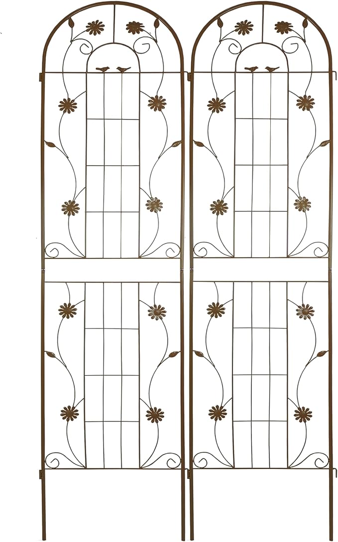 2 Pack Metal Garden Trellis Outdoor Garden Arch Trellis for Climbing Plants 86.7''H x 19.7''W Rustproof Trellis for FlowerRose Morning Glory Cucumber Beans Support (Brown)