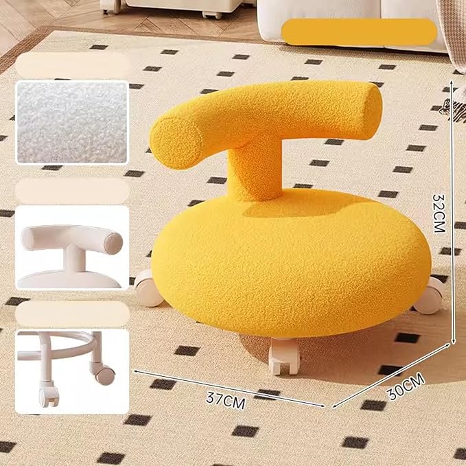 Rolling Stool Pulley Stool Universal Wheel Low Stool Home Lazy Rolling Stool Back Small Chair Swivel Caster Wheels Pu Leather Small Stools for GardeningHome (Color5 30 * 37 * 32cm)