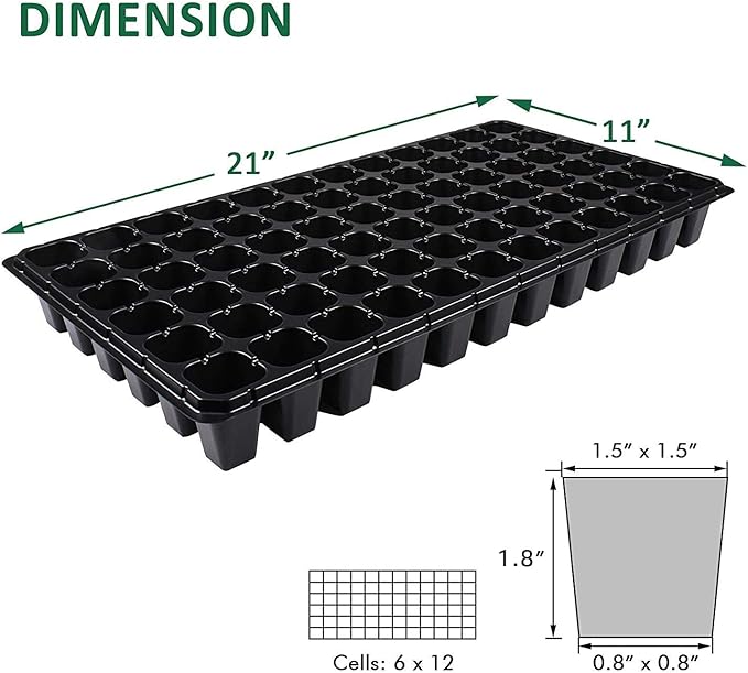 AIFUSI 10 Pack Seed Starter Kit 72 Cell Seedling Trays Gardening Germination Plastic Tray Nursery Pots Mini Propagator Plant Grow Kit Plug Tray Starting Trays for Seedling Germination
