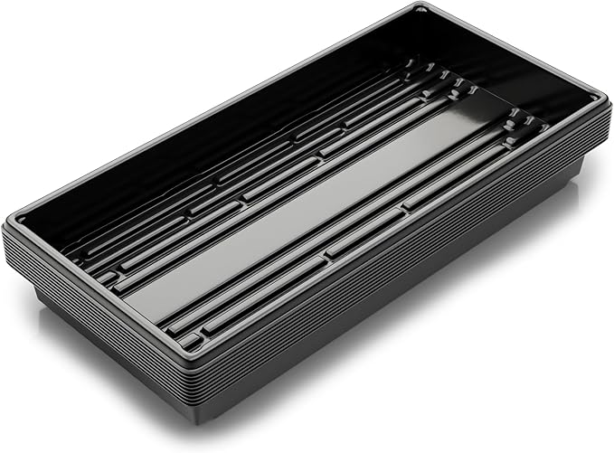 10x20 Inch Black Plastic 10 Pack Plant Propagation Tray – Growing Trays for Garden Planting Seedling Soil &amp Hydroponic Horticulture - Microgreen Trays Grow Plants - No Drain Holes