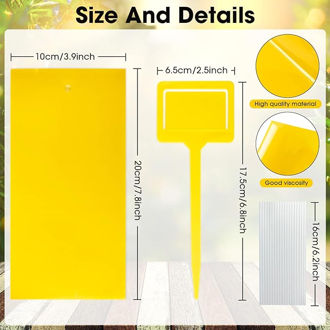 220 Pcs 7.9 x 4 Inch Sticky Traps for Plant Gnats Double Sided Sticky Traps with Twist Ties for Flying Killer Insect Indoor Outdoor Fungus Gnats Whiteflies Aphids (Yellow)