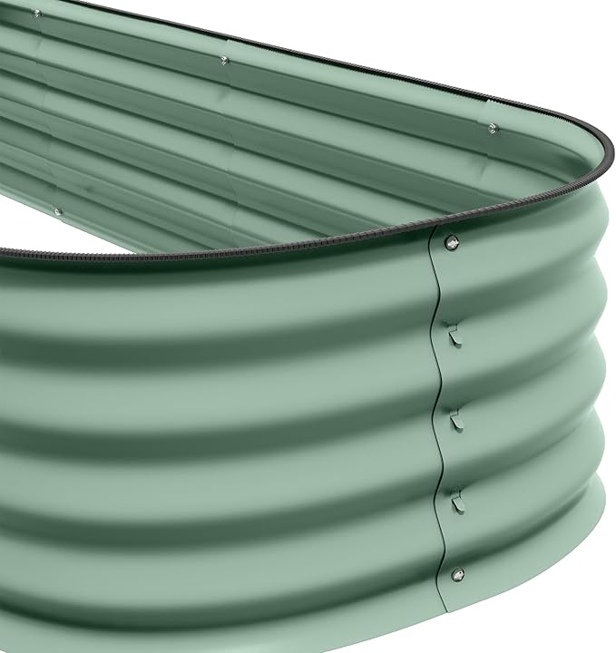6.4' x 2' x 1' Galvanized Raised Garden Bed Kit Outdoor Metal Elevated Planter Box with Safety Edging Easy DIY Stock Tank for Growing Flowers Herbs Vegetables Green