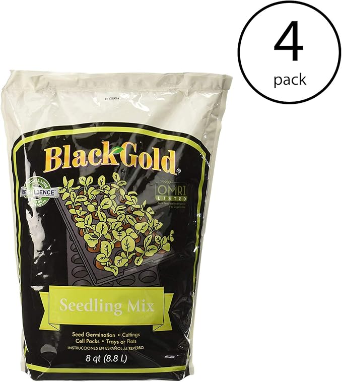 Sun Gro Black Gold Seedling Germination Mix for SeedsCuttingVegetablesand Herbs8 Quart Bag (4 Pack)