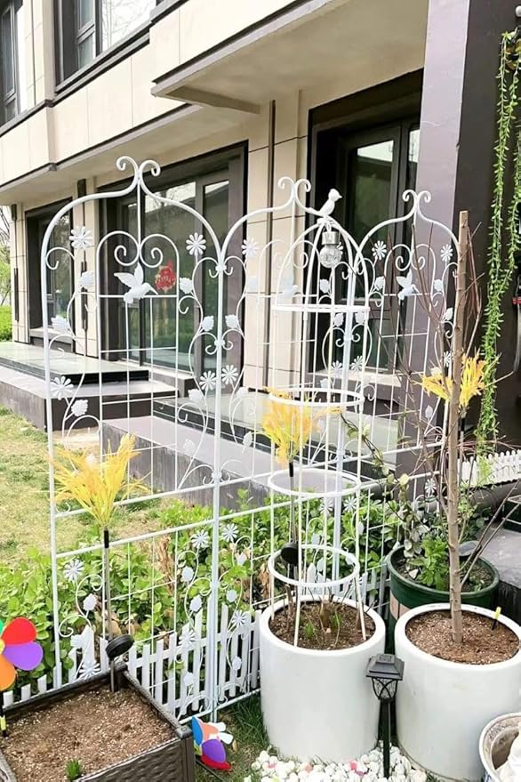 1Packs Garden Trellis for Climbing Plants Outdoor 72.8*19.7Sturdy Black Iron Trellis for Potted Plant Support Stake Metal Trellis for Climbing Roses Vine Flower for Flowers Fruits Vines(Color:Black
