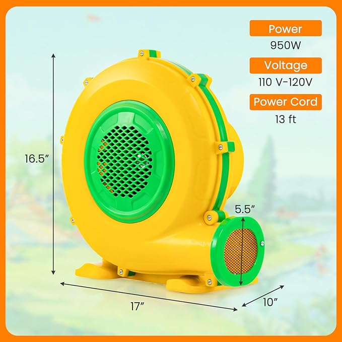 Costzon Air Blower 950W Bounce House Blower Pump Fan Commercial Inflatable Bouncer Blower 2620pa Air Blower for Inflatables Perfect for Inflatable Water Slide Jumper Bouncy Castle