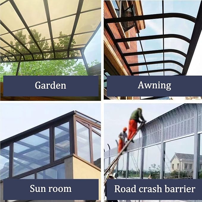 Polycarbonate sheets skylight panels shed roofing panelsPolycarbonate Plastic Sheetleisure huts suitable for outdoor garden greenhouse canopy awnings. Transparent color.(Blue2.62x9.8ft)
