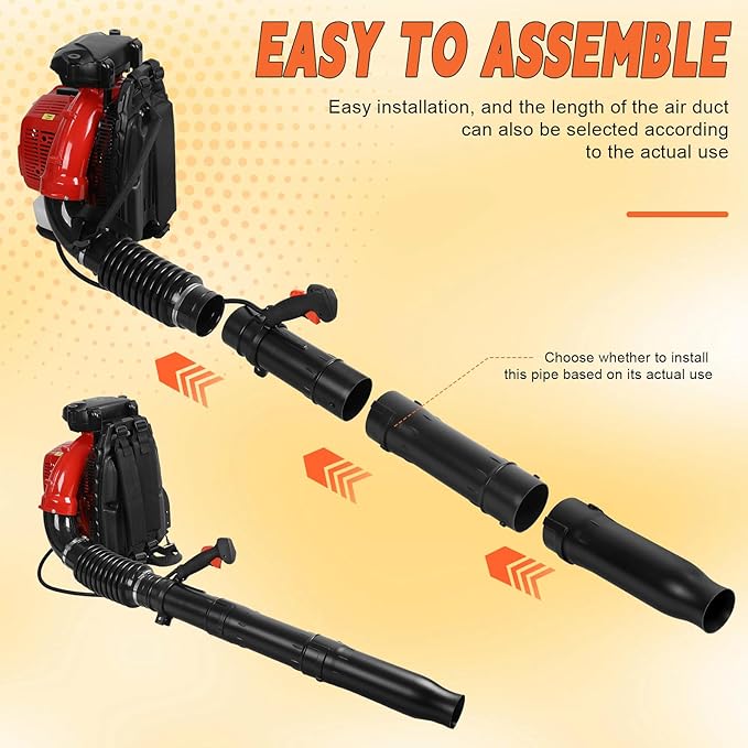 Gas Powered Backpack Leaf Blower 75.6cc 2-Stroke 850 CFM Airflow &amp 200 MPH Wind Speed Yard Blower for Leaves Snow &amp Outdoor Cleanup