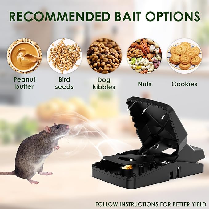 8-Pack Unstoppable Rat Trap with Spikes Stronger Large Mouse Snap Traps that Kill Instantly Dispatch More Rodents Faster Indoor &amp Outdoor Use and Reusable