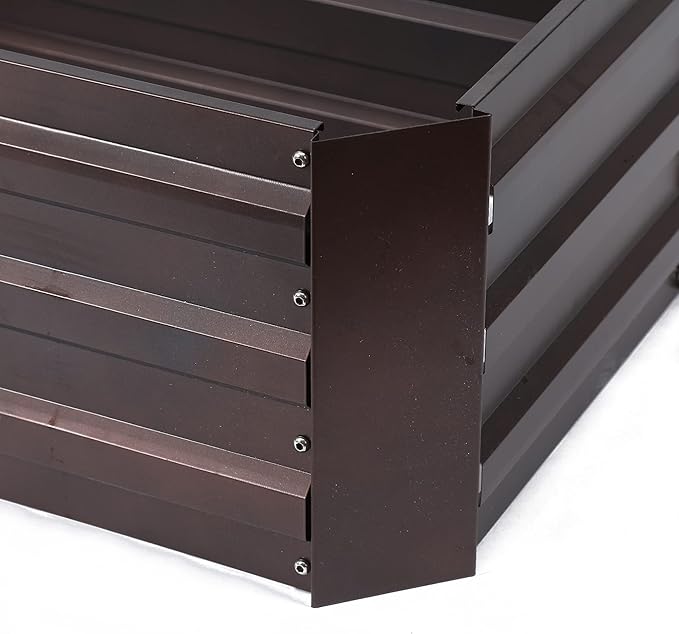 LuxenHome Brown Metal 32 x 20.2 Rectangular Raised Garden Bed