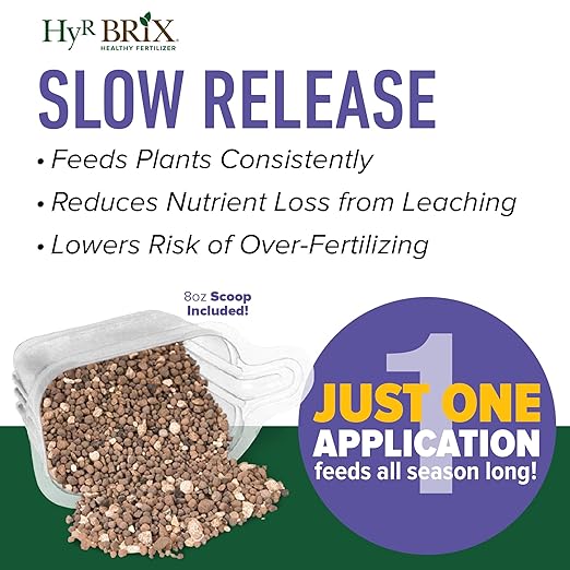 HyR BRIX Slow-Release 6-8-9 Fruit &amp Berry Fertilizer 5lb Bucket - Plant Food with Calcium &amp Sulfur - Essential Micronutrients for Better-Tasting Fruit &amp Higher Yields