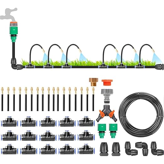 Automatic Garden Watering Kit Drip Irrigation Equipment Nozzle Drip Irrigation Garden Watering 360° Adjustable Misting Nozzle Easy Installation Smart Timer 1Sec - 300 Min 50m