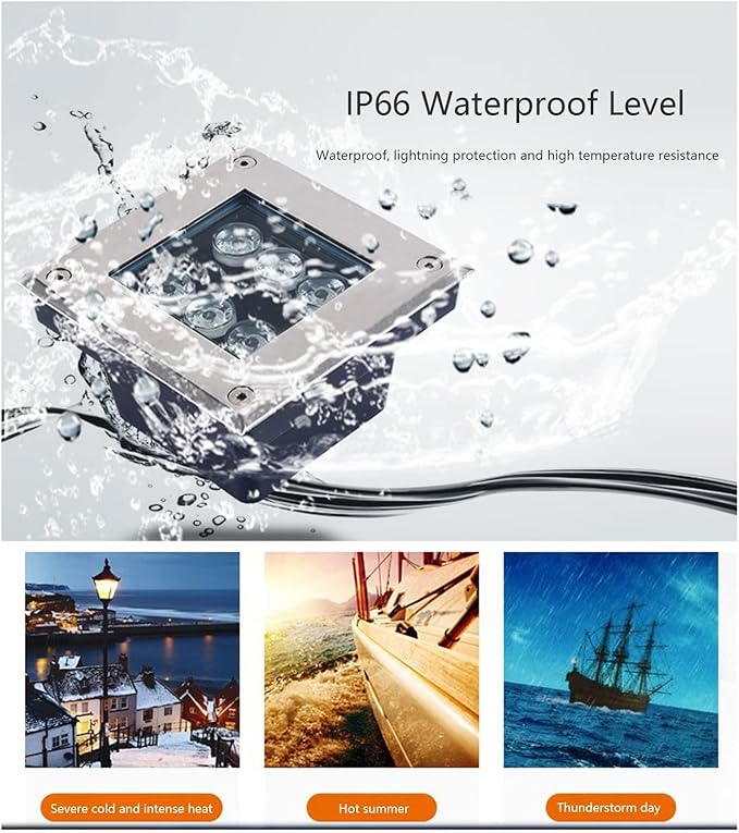 Outdoor Landscape Lights Square IP66 Waterproof Embedded Garden Underground Light for Walkway Pathway Patio Step Deck Spotlight AC85-265V