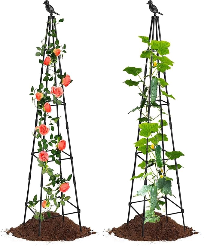 Cucumber Trellis - Foldable Metal Climbing Support Rust-Resistant Outdoor Plant Frame Vertical Growing Structure | Tomato Pea Bean Vegetable Flower Holder for Garden Patio Yard Indoor Greenhouse