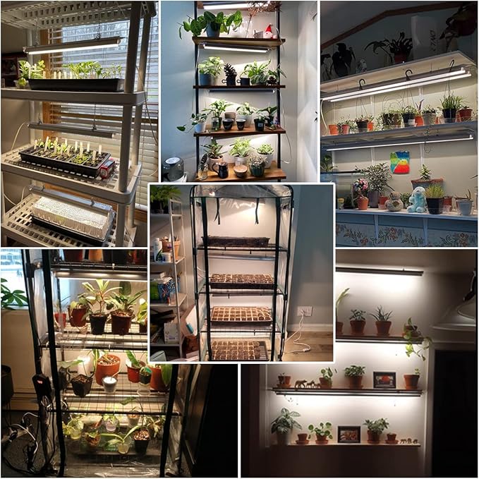 T5 LED Grow Lights 204pcs Bulb 5000K White Full Spectrum Plant Light Strips for Indoor Plants Shelves Greenhouse Seedling End-to-End Connectable with V-Shaped Reflector