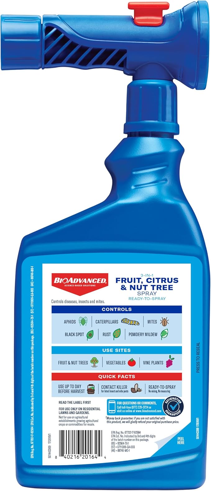 BioAdvanced 3-in-1 Fruit Citrus &amp Nut Tree Spray Ready-to-Spray 32 oz Fruit Tree Spray