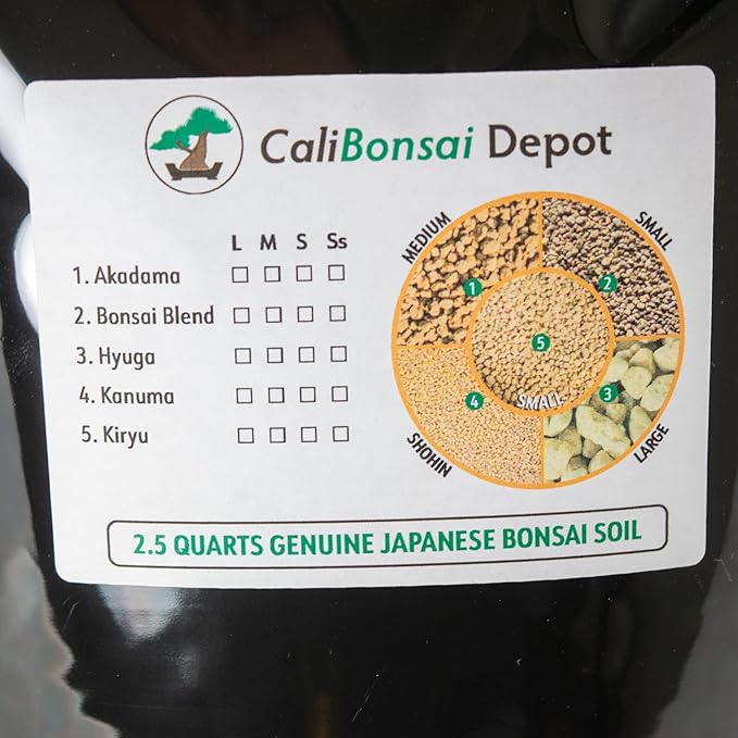 2.5 Quarts Genuine Japanese Kiryu Fired (Heat Treated) for Pines &amp Junipers Bonsai Tree Soil Mix - Medium Grain