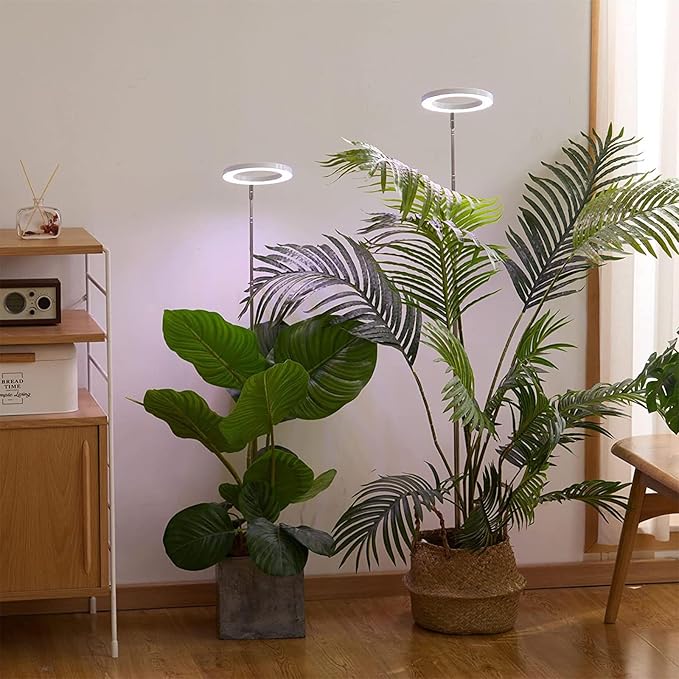 FILFEEL 10W Plant Grow Light Full Spectrum Sunlight 3/9/12 Hour Timer 10-Level Dimming for Large Potted Plants (White 72 Beads)