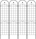 Metal Garden Trellis for Climbing Plants Black 4 Pack Connectable 19.7 x 86.7 Each Panel 80 Total Length Galvanized Tube with Rose Decoration