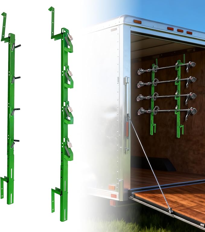 4 Place Trimmer Weed Eater Rack Fit for Open &amp Enclosed Trailer Walls Landscape Truck Weedeater Rack Holder Carrier with 4 Lock-Green