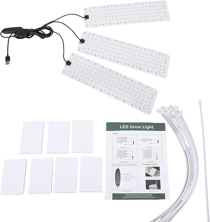 AYNEFY Succulent Seedlings High PPFD Indoor Lamps LED Grow Lights Full Spectrum Plant Growing Lamp Timer Function High PPFD Indoor Lamps Energy Saving Growth Light for Seed (3 Head)