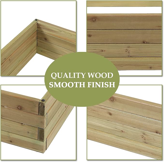 LuxenH me Wood 46 Raised Garden Bed Fir Wood Planting Bed Solid Wood for Vegetable Flower Herbfor Outdoor Lawn Yard Patio Use