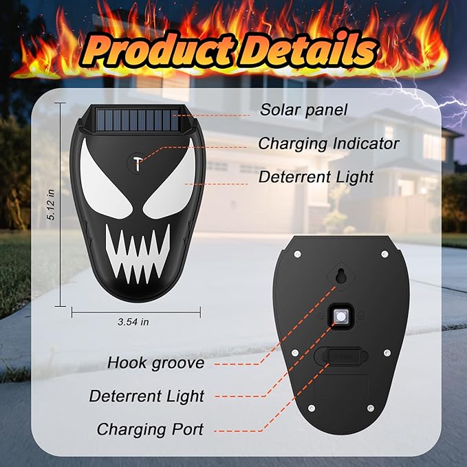 Solar Coyote Deterrent Predator Lights - Nocturnal Animal Repeller with Flame LED Flashing Lights for Chicken Coop Yard &amp Garden Protection Against Raccoons Foxes Deer Skunks Hawks 4 PCS