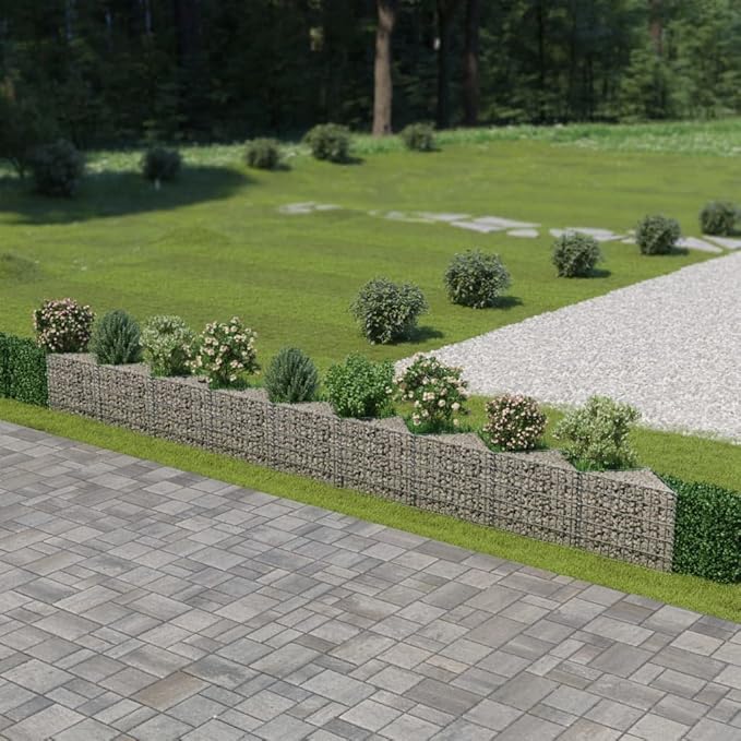 Outdoor Garden Gabion Wall Gabion Stone Basket Planter Raised Vegetable BedSteel Garden Decoration Galvanized Steel 248x11.8x19.7 -AA