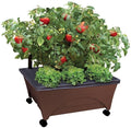 Emsco Group 2345 City Raised Bed Grow Box – Self Watering and Improved Aeration – Mobile Unit with Casters Picker Earth Brown