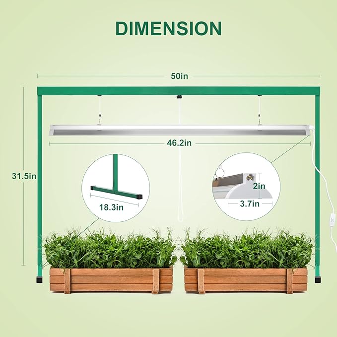 iPower GLT5XX4 54W 4 Feet T5 Fluorescent Grow Light System with Stand Rack for Plant Seed Starting 6400K 1 Pack Green
